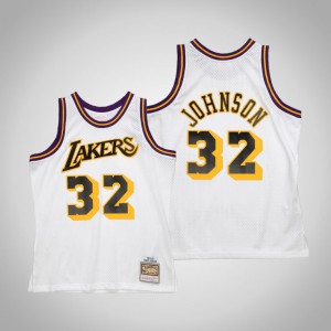 Men's Los Angeles Lakers Magic Johnson Mitchell & Ness White 1984-85  Hardwood Classics Reload 2.0 Swingman Jersey