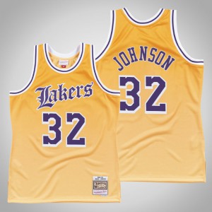 Men's Magic Johnson Los Angeles Lakers Mitchell & Ness 1984-85 Hardwood Classics Reload 2.0 Swingman Jersey - Gray